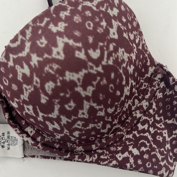 Calvin Klein 32b t-shirt push up padded bra burgundy - Picture 5 of 7